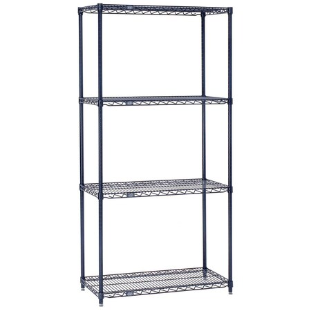 Nexel on Wire Shelving, Blue Epoxy, 30W X 14D X 86H 14308N